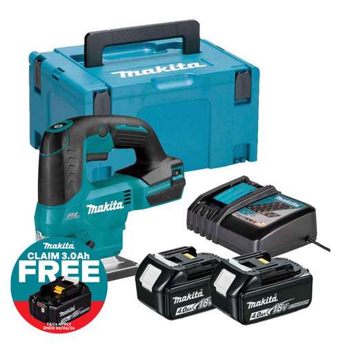 Makita DJV184Z LXT 18V Jigsaw with 2x 4.0Ah Batteries, Charger & Makpac Carry Case