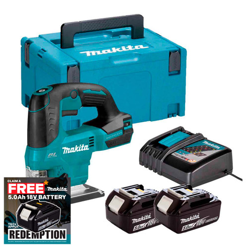 Makita DJV184Z LXT 18V Jigsaw with 2x 5.0Ah Batteries, Charger & Makpac Carry Case