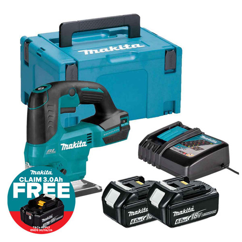 Makita DJV184Z LXT 18V Jigsaw with 2x 6.0Ah Batteries, Charger & Makpac Carry Case
