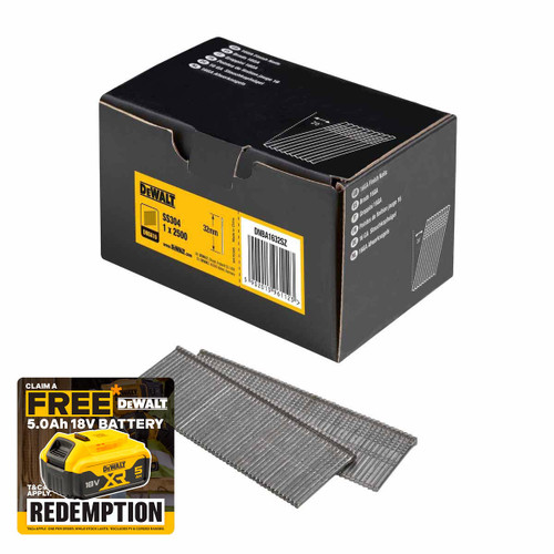 DeWalt DNBA1632SZ 32mm 16ga Stainless Angled Finish Nails (Pack of 2500)