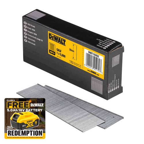 DeWalt DNBT1825GZ 25mm 18ga Galvanized Brad Nails (Pack of 5000)