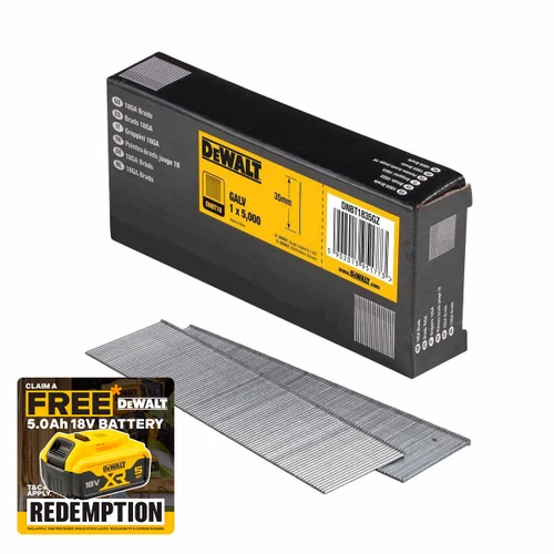 DeWalt DNBT1835GZ 35mm 18ga Galvanized Brad Nails (Pack of 5000)