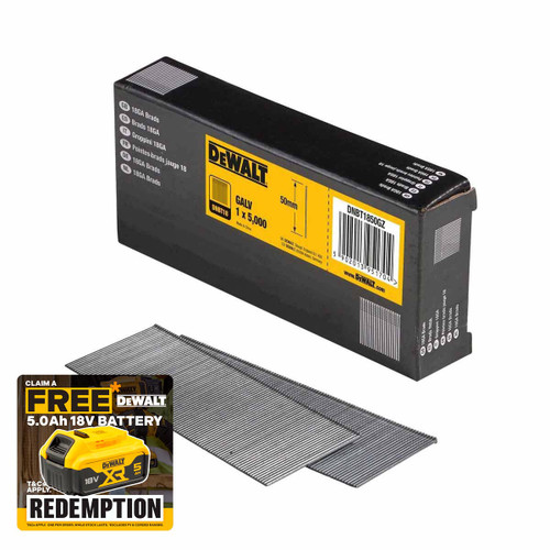 DeWalt DNBT1850GZ 50mm 18ga Galvanized Brad Nails (Pack of 5000)