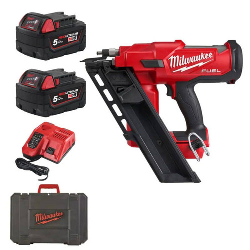 Milwaukee M18 FFN-502C 18V FUEL 34° Framing Nailer 2 Mode with 2x 5.0Ah Batteries