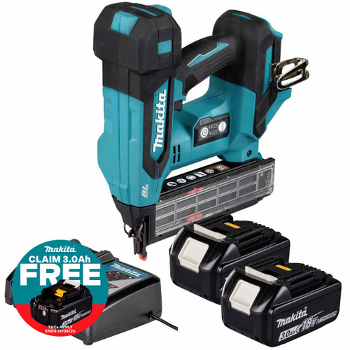 Makita DBN501ZJ 18V LXT Brad Nailer with 2x 3.0Ah Batteries and Charger