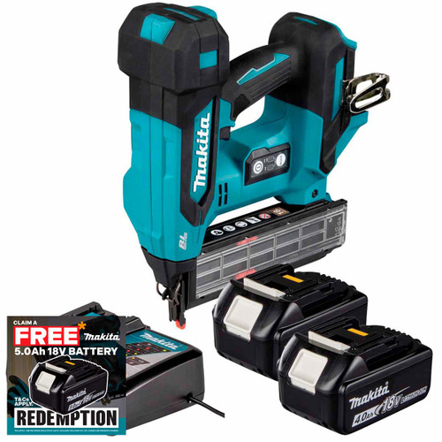 Makita DBN501ZJ 18V LXT Brad Nailer with 2x 4.0Ah Batteries and Charger