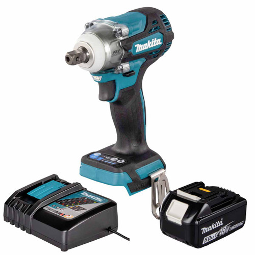 Makita DTW301Z 18V LXT Brushless 1/2" Impact Wrench with 1x 5.0Ah Battery, Charger and Makpac 3 Case