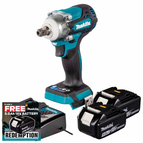 Makita DTW301Z 18V LXT Brushless 1/2" Impact Wrench with 2x 6.0Ah Batteries, Charger and Makpac 3 Case