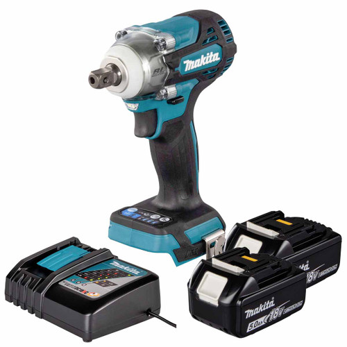 Makita DTW301Z 18V LXT Brushless 1/2" Impact Wrench with 2x 6.0Ah Batteries, Charger and Makpac 3 Case