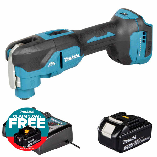 Makita DTM53Z LXT 18V Cordless Brushless Slim Grip Multi Tool with 1x 3.0Ah Battery, Charger and Makpac 3 Case