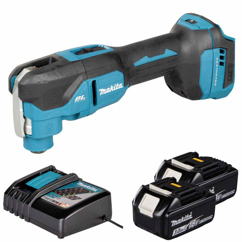 Makita DTM53Z LXT 18V Cordless Brushless Slim Grip Multi Tool with 2x 3.0Ah Batteries, Charger and Makpac 3 Case