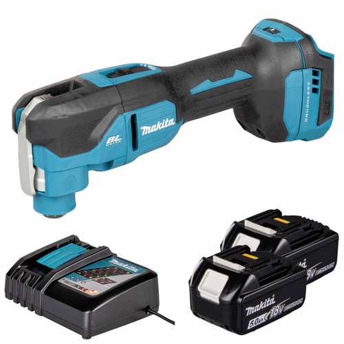 Makita DTM53Z LXT 18V Cordless Brushless Slim Grip Multi Tool with 2x 5.0Ah Batteries, Charger and Makpac 3 Case