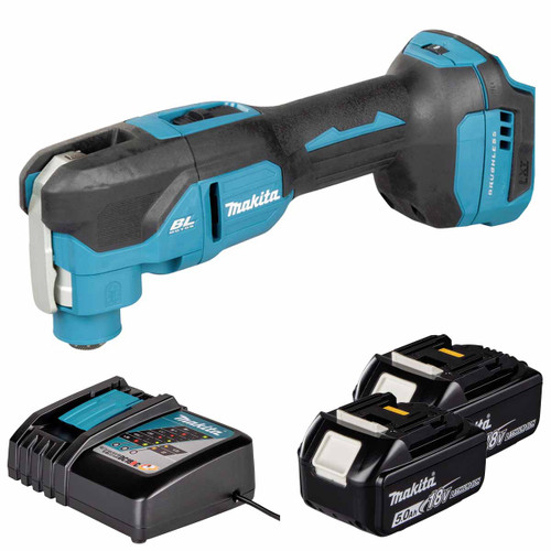 Makita DTM53Z LXT 18V Cordless Brushless Slim Grip Multi Tool with 2x 6.0Ah Batteries, Charger and Makpac 3 Case