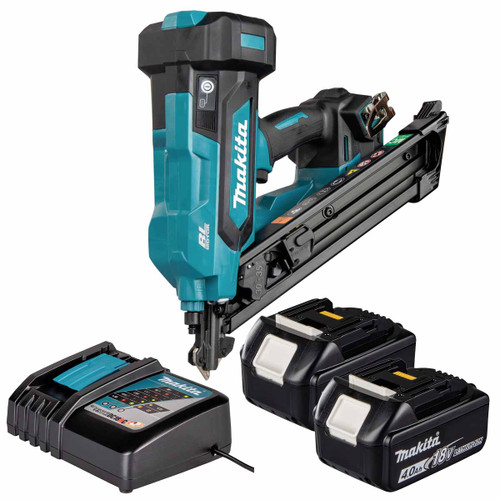 Makita DBN640ZK 18V LXT PPN Metal Connect Nail Gun with 2x 4.0Ah Batteries and Charger