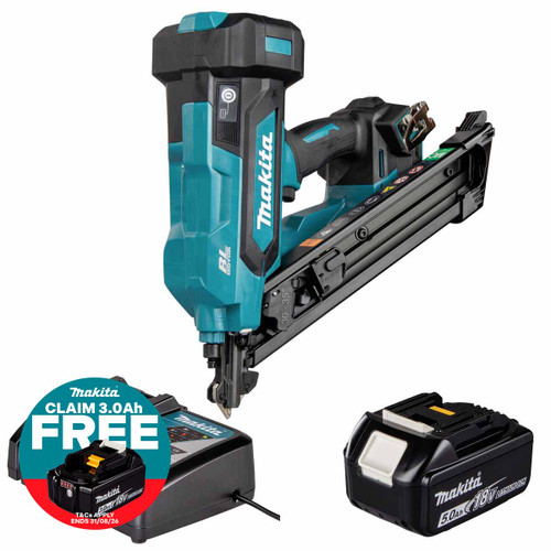 Makita DBN640ZK 18V LXT PPN Metal Connect Nail Gun with 1x 5.0Ah Battery and Charger