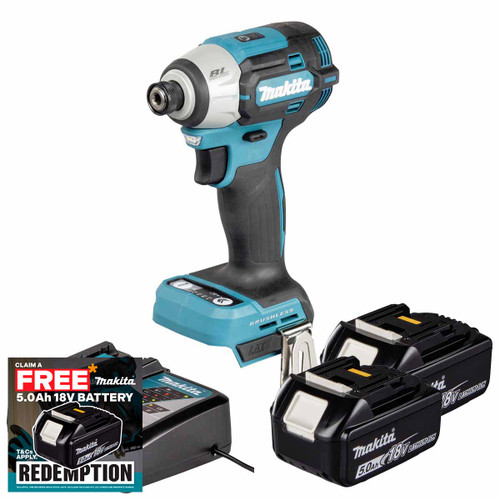 Makita DTD201Z 18V LXT Impact Driver with 2x 6.0Ah Batteries, Charger and Makpac 3 Case