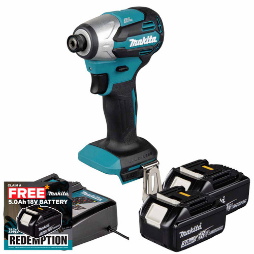 Makita DTD158Z 18V LXT Impact Driver with 2x 3.0Ah Batteries, Charger and Makpac 3 Case