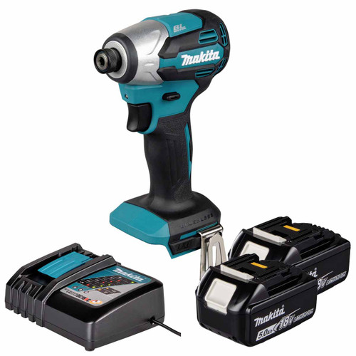 Makita DTD158Z 18V LXT Impact Driver with 2x 5.0Ah Batteries, Charger and Makpac 3 Case