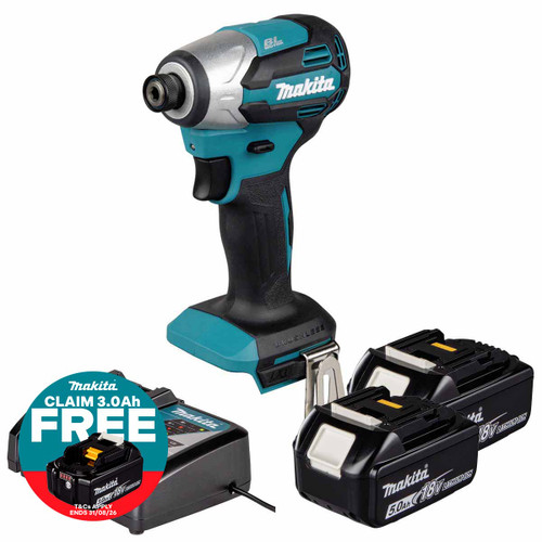 Makita DTD158Z 18V LXT Impact Driver with 2x 6.0Ah Batteries, Charger and Makpac 3 Case