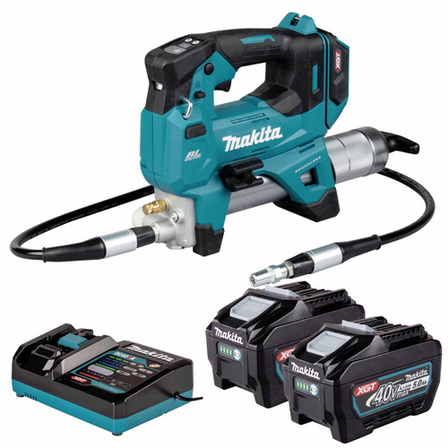 Makita GP001GZ 40V Max XGT Grease Gun Kit with 2x 5.0Ah Batteries and Charger