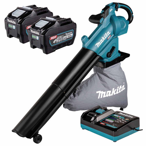 Makita UB005GZ 40V XGT Max Blower with 2x 5.0Ah Batteries and Charger