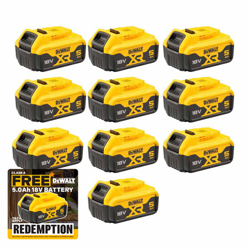 DeWalt DCB184-XJ 18V 5.0Ah XR Lithium-Ion Battery (10 Pack)