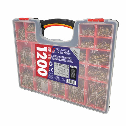 ForgeFix OPMPS1200Y Organiser Pro Multi-Purpose Wood Screw Kit (1200 Pack)