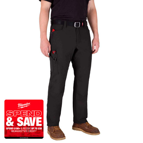 Milwaukee 4932502067 FREEFLEX Strech Work Trousers, Black (Size 38)