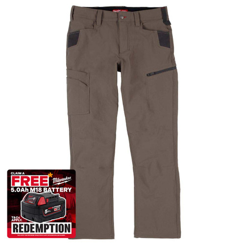 Milwaukee 4932502059 FREEFLEX Strech Work Trousers, Brown (Size 44)