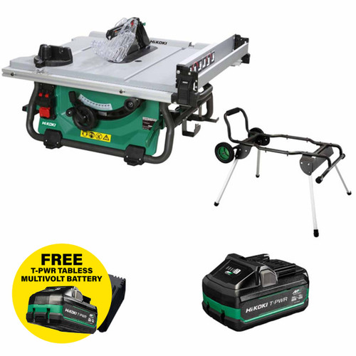 HiKOKI C3610DRJ 36V 254mm Brushless Table Saw with Fold and Roll Table, 1x 4.0Ah Tabless Battery & Rapid Charger
