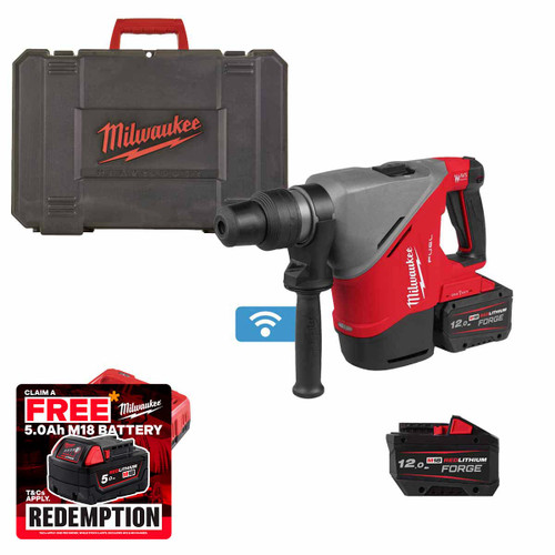 Milwaukee M18 FHACO540-122C M18 FUEL™ 40mm SDS-Max Drilling & Breaking Hammer with 2x 12.0Ah Batteries, Fast Charger & Kit Box