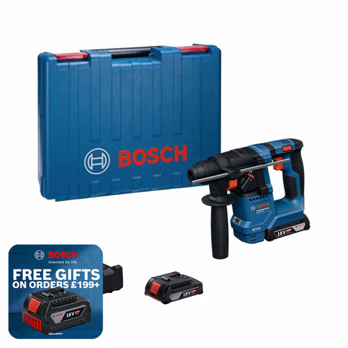 Bosch GBH18V-18 18V Cordless SDS-Plus Rotary Hammer with 2x 2.0Ah Batteries, Charger and Case 0611927070