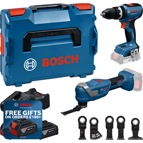 Bosch GSB18V-65 GOP18V-30 18V Cordless Combo Kit with 2x 5.0Ah Batteries, Charger and Case 0615A500E2