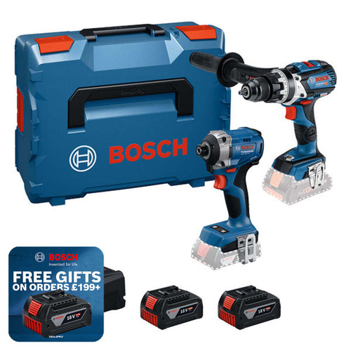 Bosch GSB18V-110C GDR18V-215 Cordless Twin Kit with 2x 5.0Ah Batteries, Charger and Case 0615A500A2
