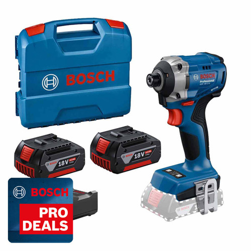 Bosch GDR18V-215 18V Impact Driver with 2x 4.0Ah Batteries, Charger and L-Case