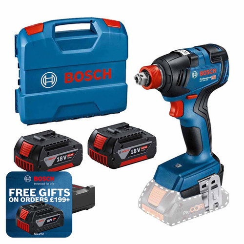 Bosch GDX18V-200 18V 200Nm 2-In-1 Combi Impact Gun with 2x 4.0Ah Batteries, Charger and L-Case