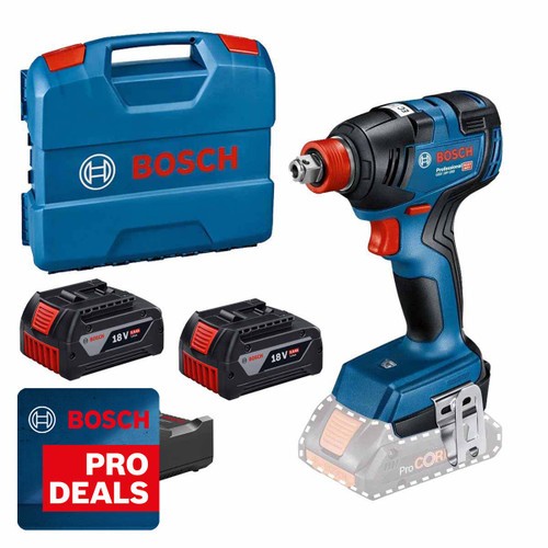 Bosch GDX18V-200 18V 200Nm 2-In-1 Combi Impact Gun with 2x 5.0Ah Batteries, Charger and L-Case