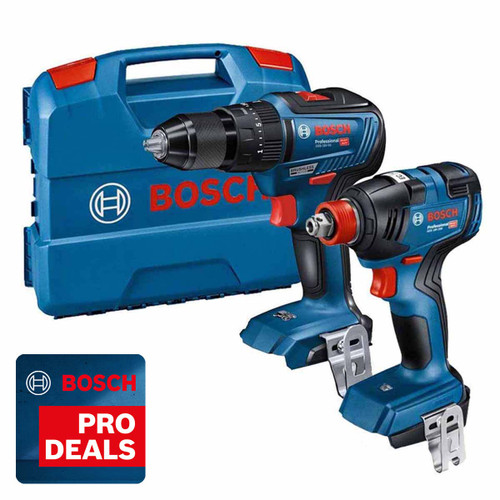 Bosch GSB18V55 Combi Drill and GDX18V200 2-In-1 Combi Impact Gun in L-Case (Body Only)