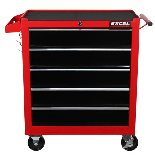 Excel 31639 5 Drawer Tool Chest Cabinet with Wheels Red Steel Storage