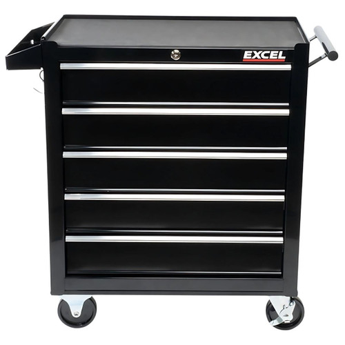 Excel 31638 5 Drawer Tool Chest Cabinet with Wheels Black Steel Storage