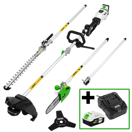 Excel 9762 20V Cordless 5-in-1 Brushless Garden Multi Tool with 1x 4.0Ah Battery, Charger