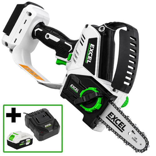 Excel 9806 20V Cordless 6" Mini Chainsaw with 1x 4.0Ah Battery & Charger