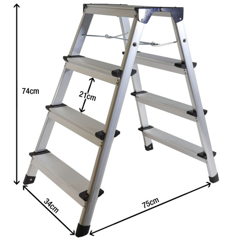 Excel 6456 Aluminium Stool Ladder 4 Tread Heavy Duty Folding Hop Up