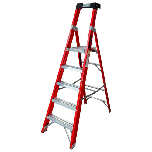 Excel 31130 Electricians Fibreglass Platform Step Ladder 5 Tread 1.81m