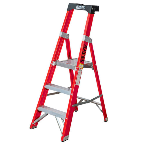 Excel 31128 Electricians Fibreglass Platform Step Ladder 3 Tread 1.34m