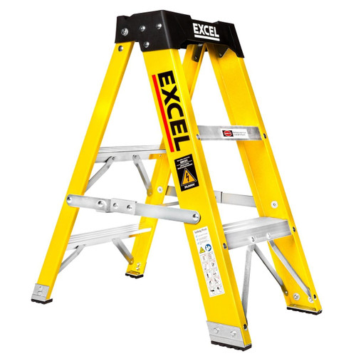 Excel 7403 Electricians Fibreglass Step Ladder 3 Tread 0.76m Heavy Duty