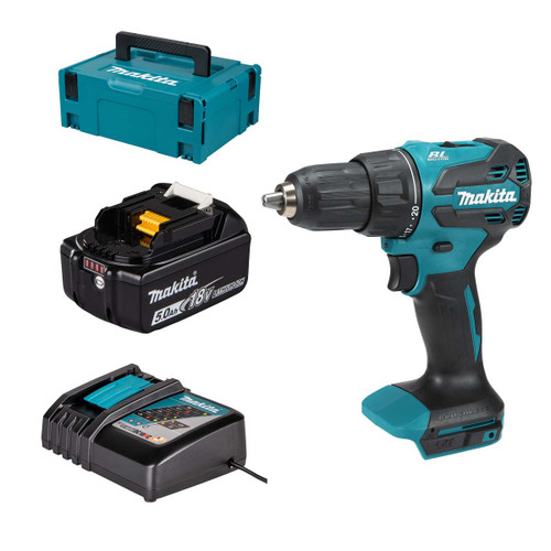 Makita DHP490RT1J 18V LXT Brushless Combi Drill with 5.0Ah Battery, Charger & Makpac Carry Case