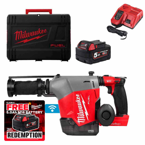 Milwaukee M18 FHAFOH16-0X M18 FUEL™ 16mm SDS-PLUS Hammer with 5.0Ah Battery & Charger