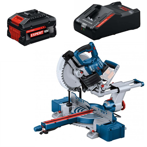 Bosch GCM 18V-254 D Mitre Saw with 1 x 8Ah Tabless Battery and EXAL18V-160 Charger
