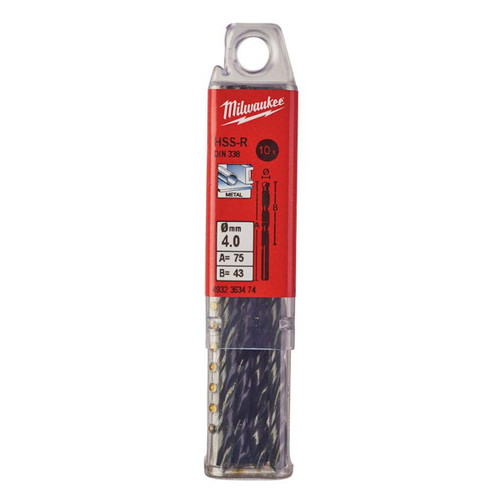 Milwaukee 4932363474 HSS-R Drill Bits 4mm x 75mm (10 Pack)